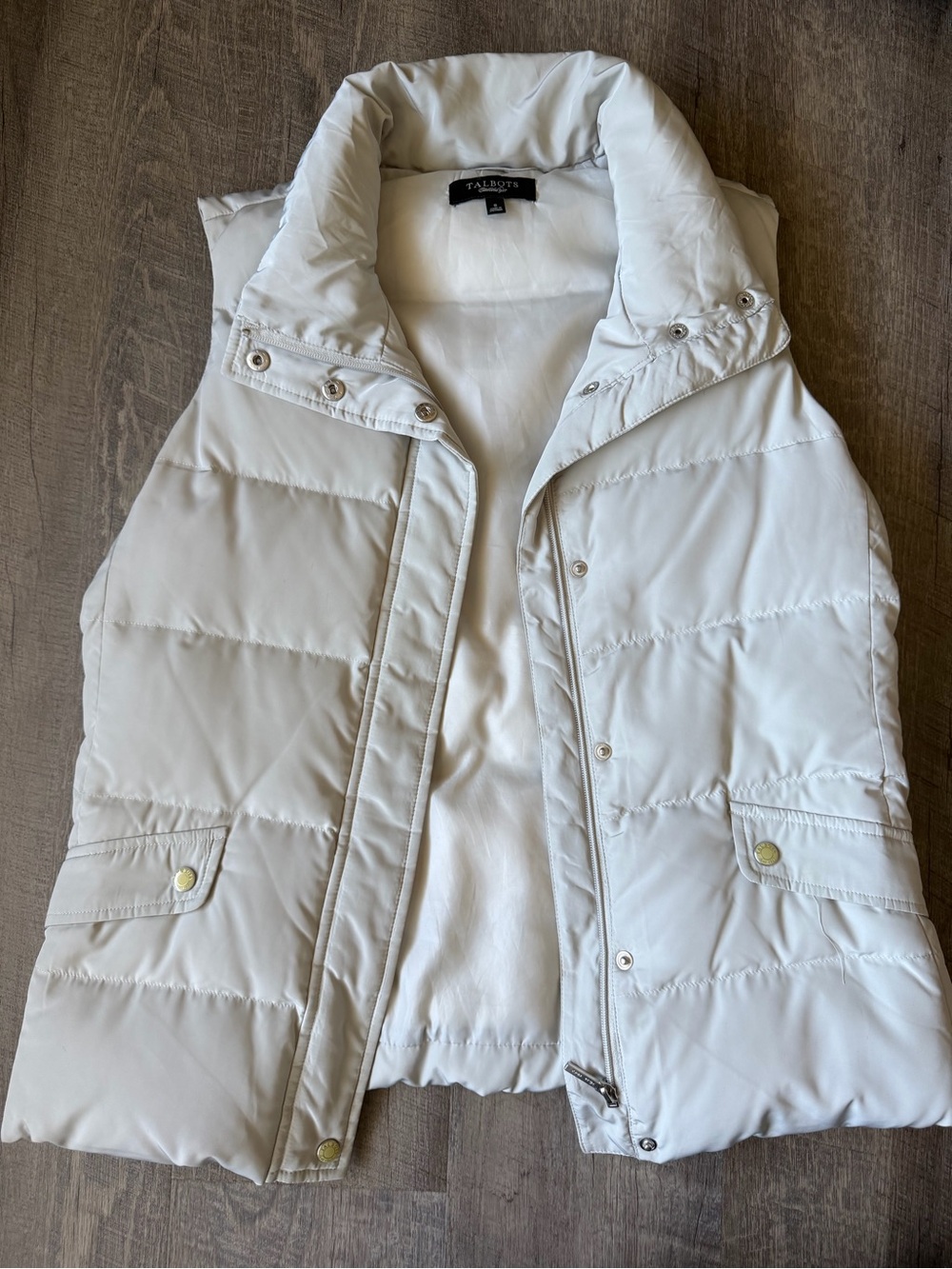 Talbots Ivory Cream Down Puffer Vest Women’s Small 80% Down